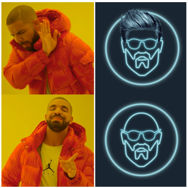 drake meme bald